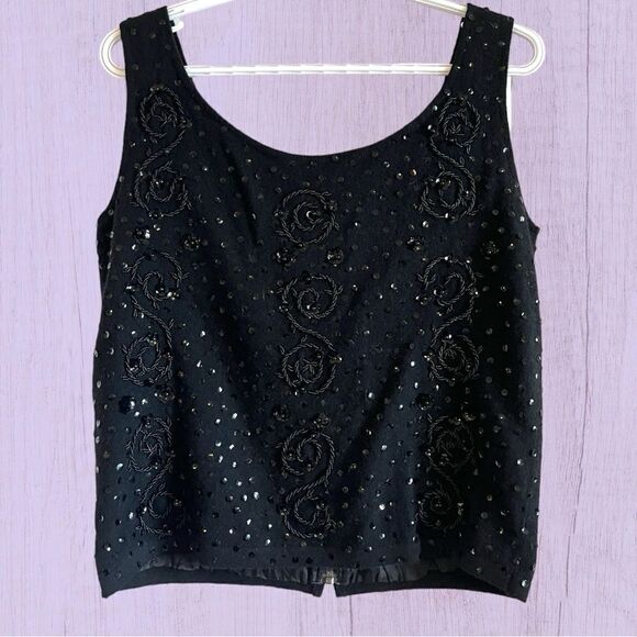 Vintage 60s 70s Miss Sun Valley wool sequined camisole - Picture 5 of 11